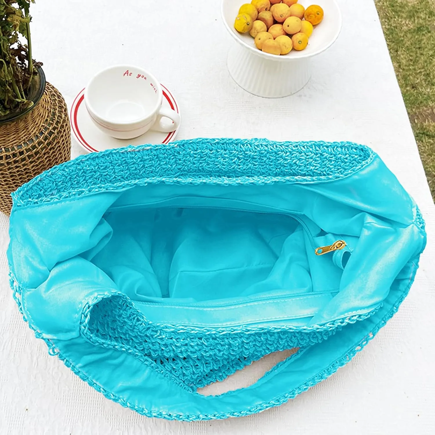 Hand-woven Soft Large Straw Shoulder Bag Boho Straw Handle Tote Retro Summer Beach Bag Rattan Handbag
