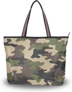Handbag for Women Camouflage Shoulder Bag Gym Tote Travel Shopping Satchel