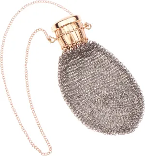 Handmade 1920's English Coin Purse - Vintage Chainmail Double Mesh Metal Wallet with Twist Lid Gate Top, Rare Collectible Antique Silver Accessory, Funky Travel Coin Holder (Gold)