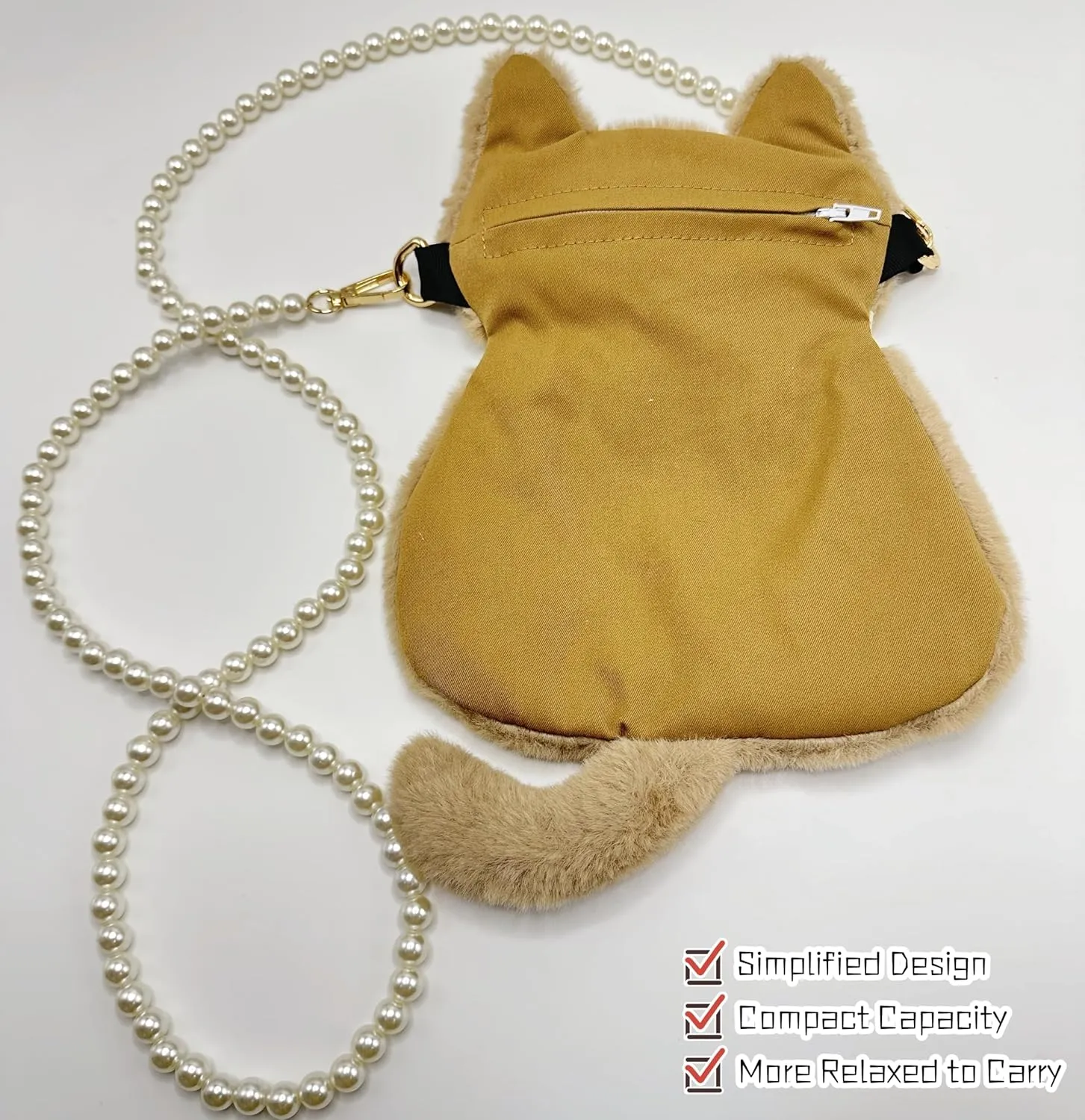 Handmade Plush Cat Messenger Bag, Cute Small Crossbody Cell Phone Bag Shoulder Bag Coin Pouch For Women Girls