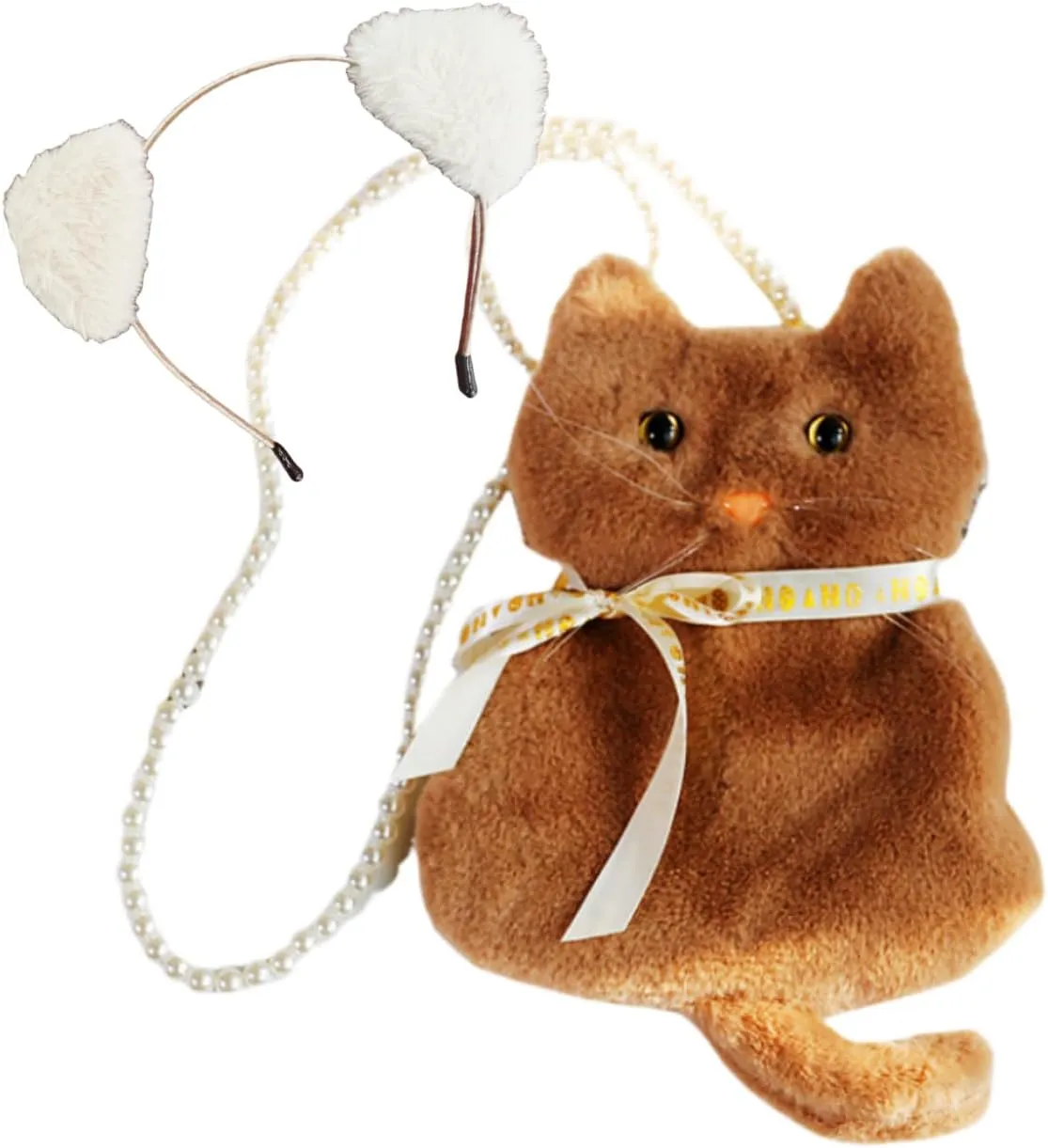 Handmade Plush Cat Messenger Bag, Cute Small Crossbody Cell Phone Bag Shoulder Bag Coin Pouch For Women Girls