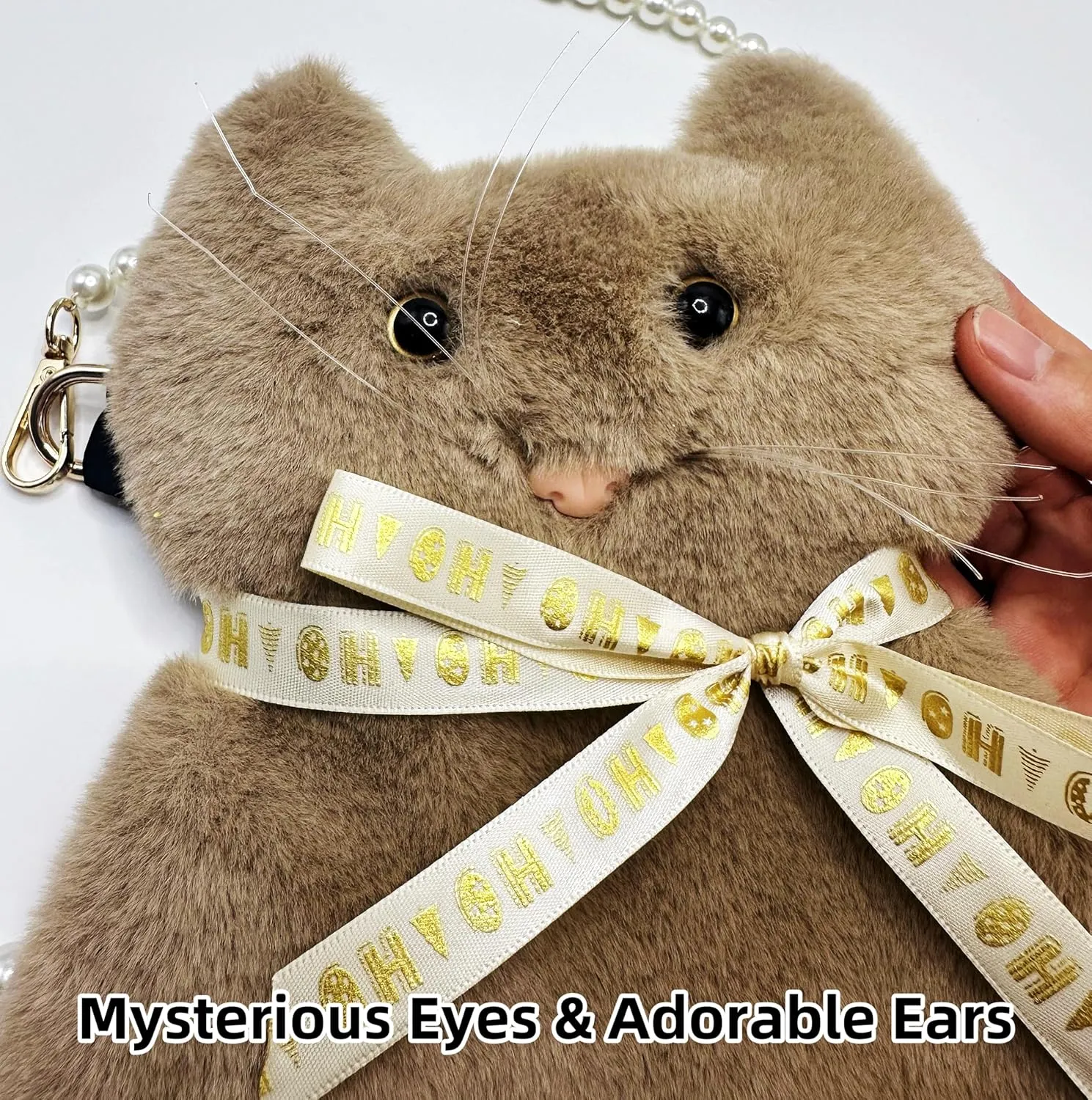 Handmade Plush Cat Messenger Bag, Cute Small Crossbody Cell Phone Bag Shoulder Bag Coin Pouch For Women Girls
