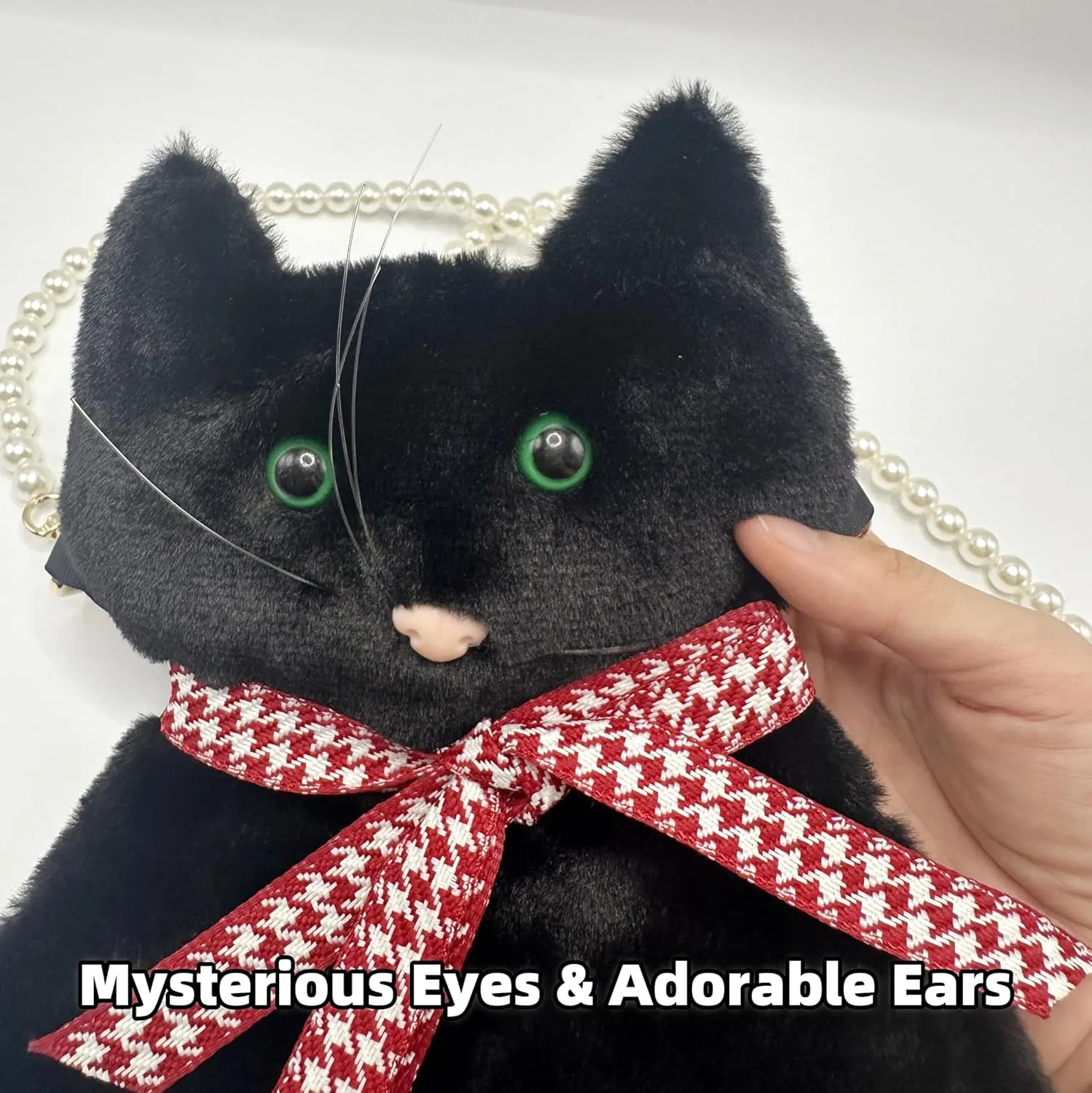 Handmade Plush Cat Messenger Bag, Cute Small Crossbody Cell Phone Bag Shoulder Bag Coin Pouch For Women Girls