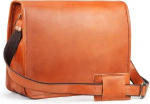 Handmade World 'Elegant Enigma' 15 Inch Full Grain Leather Messenger Bag Laptop Computer Shoulder Bag Satchel Crossbody