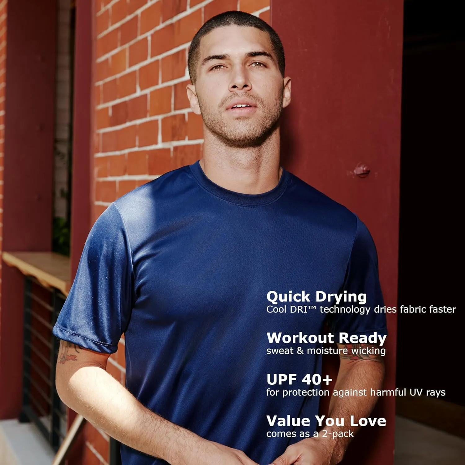 Hanes Men's T-shirt Pack, Cool Dri Moisture-wicking Performance T-shirt, Performance Tee, 40  Upf Protection, 2-pack