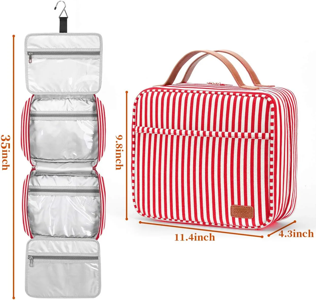 Hanging Travel Toiletry Bag,Large Capacity Cosmetic Travel Toiletry Organizer for Women with 4 Compartments & 1 Sturdy Hook,Perfect for Travel/Daily Use/Christmas
