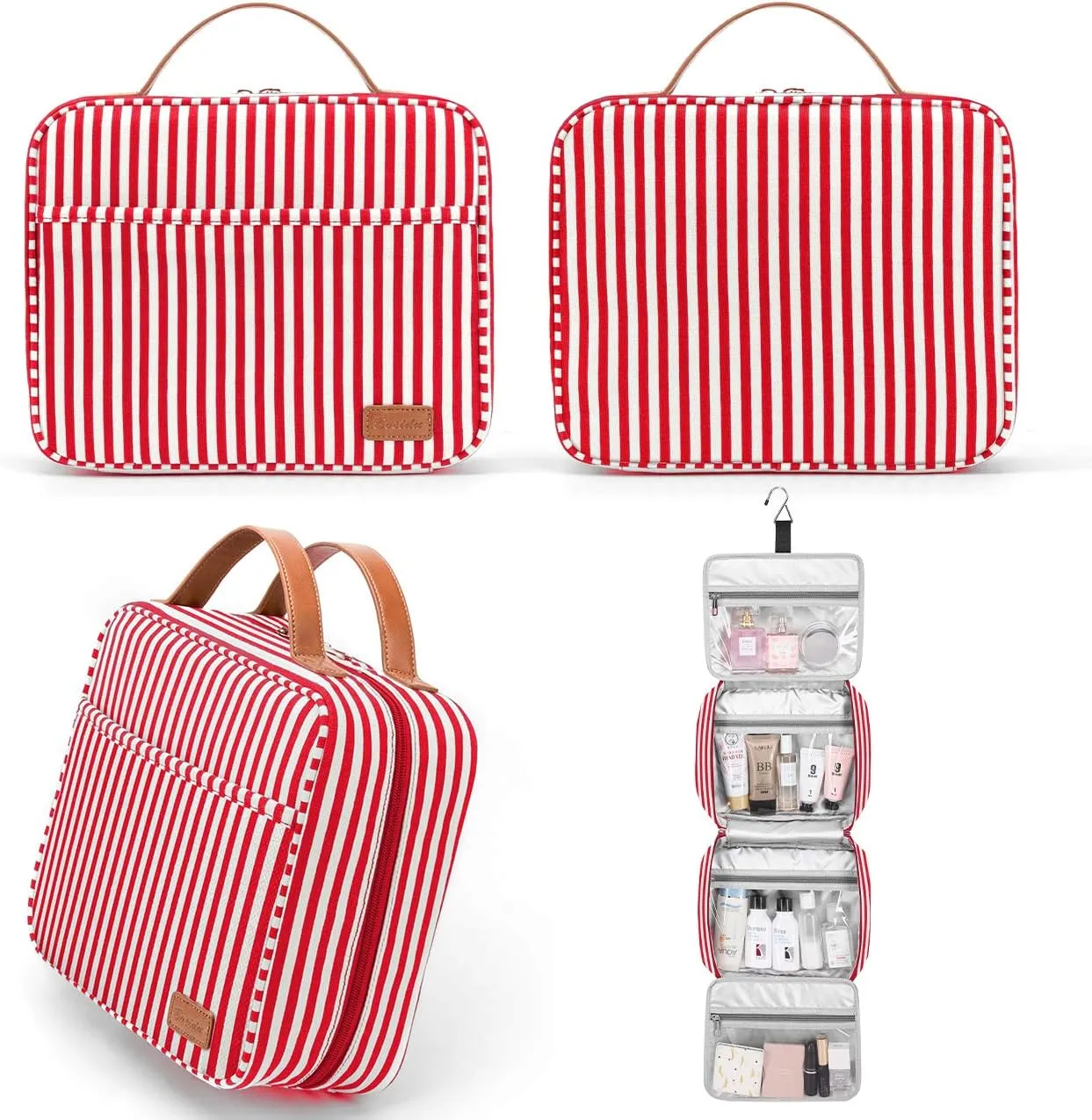 Hanging Travel Toiletry Bag,Large Capacity Cosmetic Travel Toiletry Organizer for Women with 4 Compartments & 1 Sturdy Hook,Perfect for Travel/Daily Use/Christmas