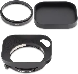 Haoge Metal Squaret Lens Hood for Fujifilm Fujinon XF27mmF2.8 R WR Lense Hood Black