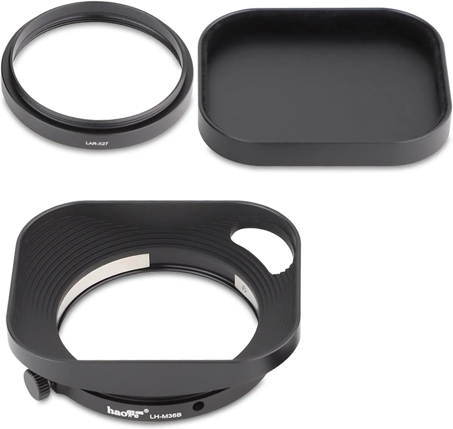 Haoge Metal Squaret Lens Hood for Fujifilm Fujinon XF27mmF2.8 R WR Lense Hood Black