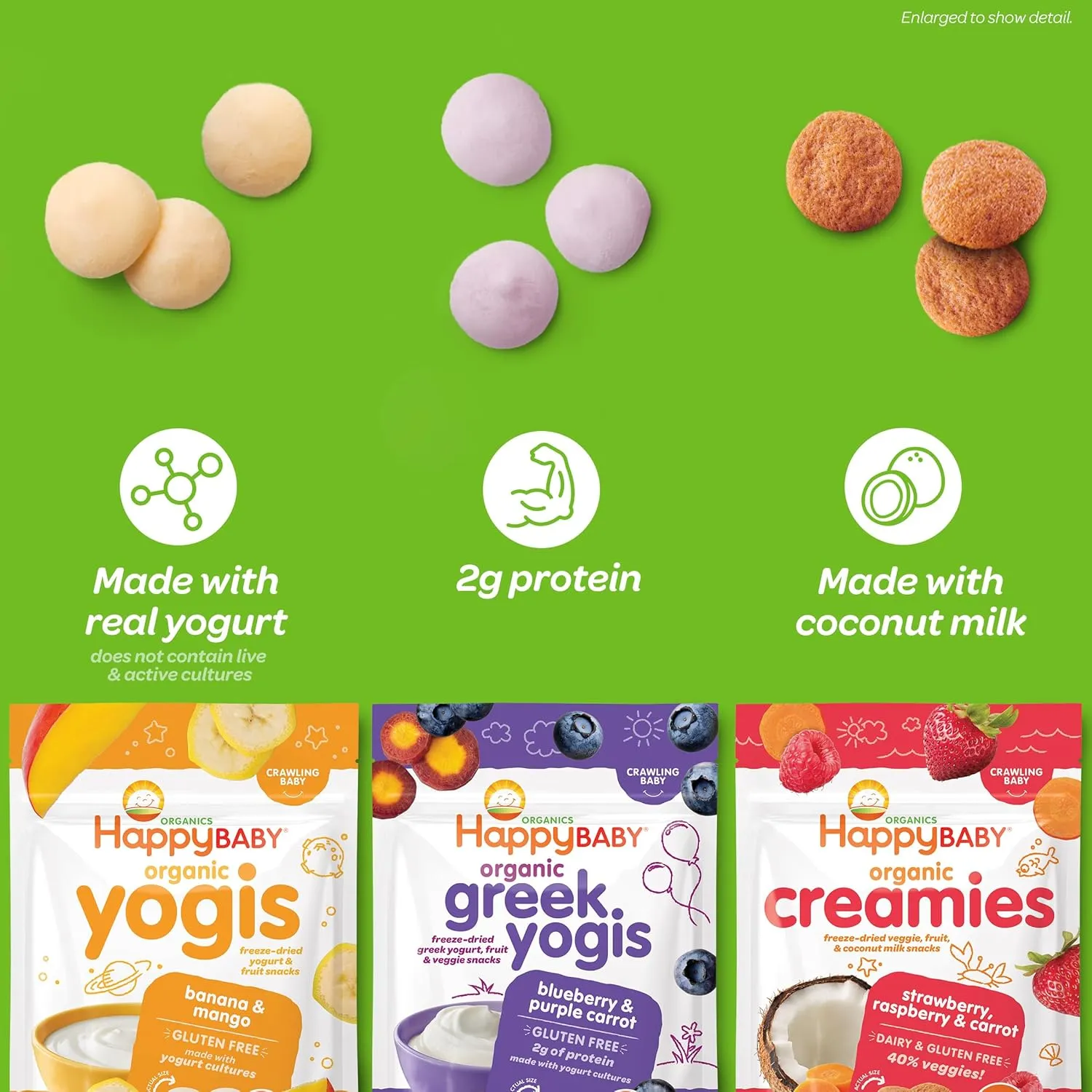 Happy Baby Organics Yogis Freeze-Dried Yogurt & Fruit Snacks, Banana & Mango, 1 Ounce Bag (Pack of 8) packaging may vary