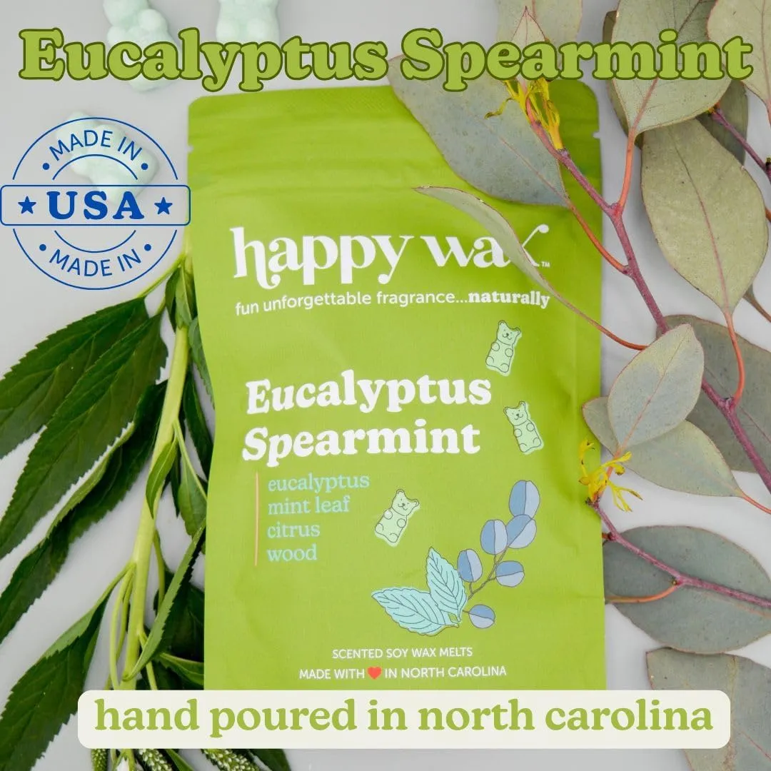 Happy Wax Fan Favorites Collection Scented Natural Soy Wax Melts – 6 Total Oz. of Scented Wax Melts, Collection Includes Lemon Verbena, Coastal Tide and Eucalyptus Spearmint