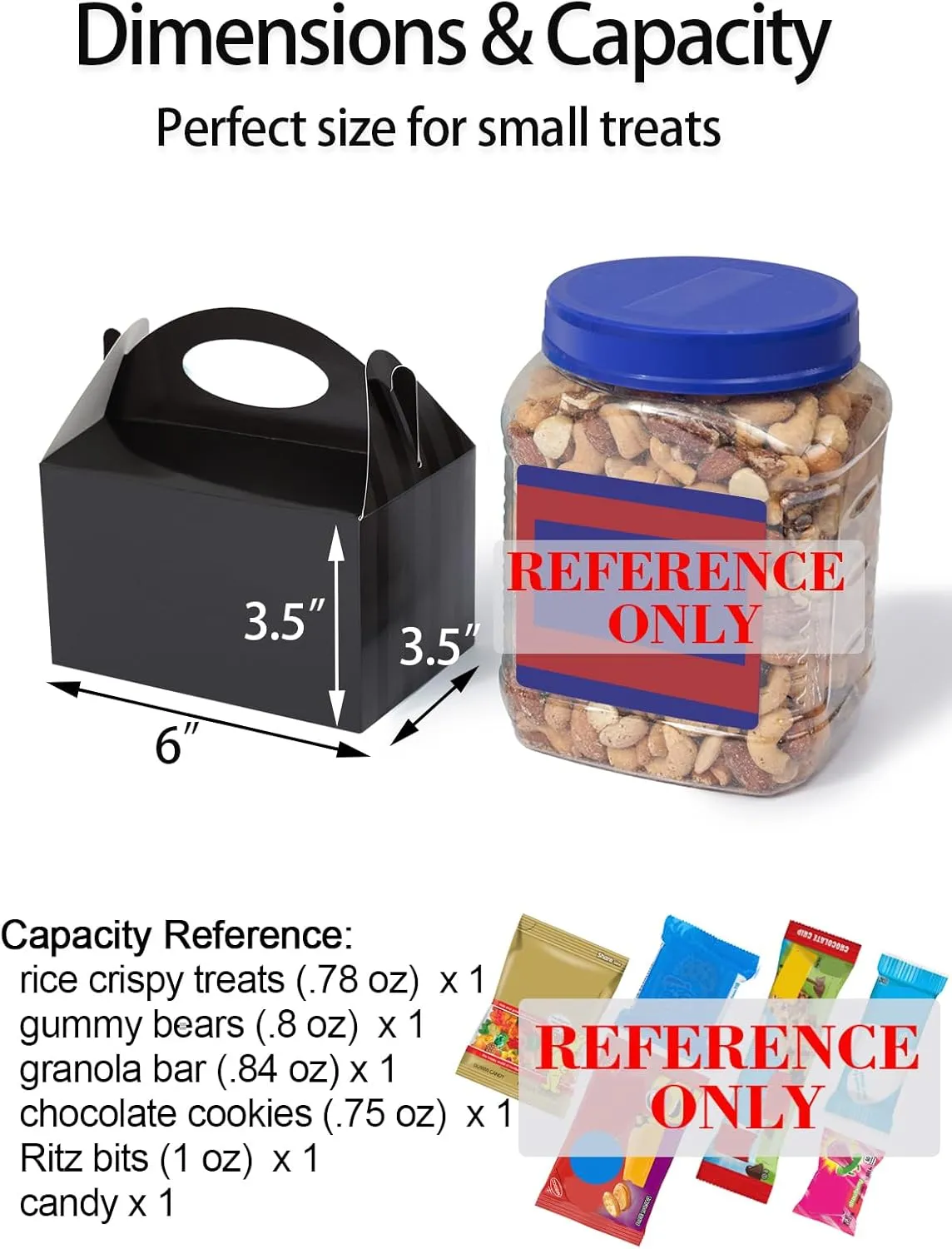 Happyhiram Black 50 CT 6 Inch Candy Boxes Party Favors Stripes Paper Cookie Gift Bags with Handles Gable Boxes Goodie Snack Bags for Graduation Birthday Party