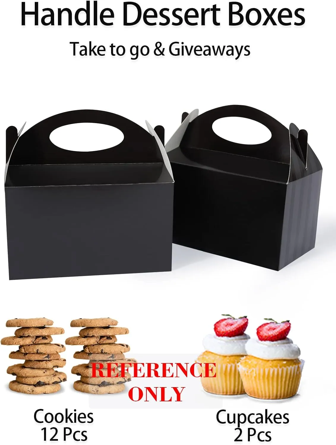 Happyhiram Black 50 CT 6 Inch Candy Boxes Party Favors Stripes Paper Cookie Gift Bags with Handles Gable Boxes Goodie Snack Bags for Graduation Birthday Party