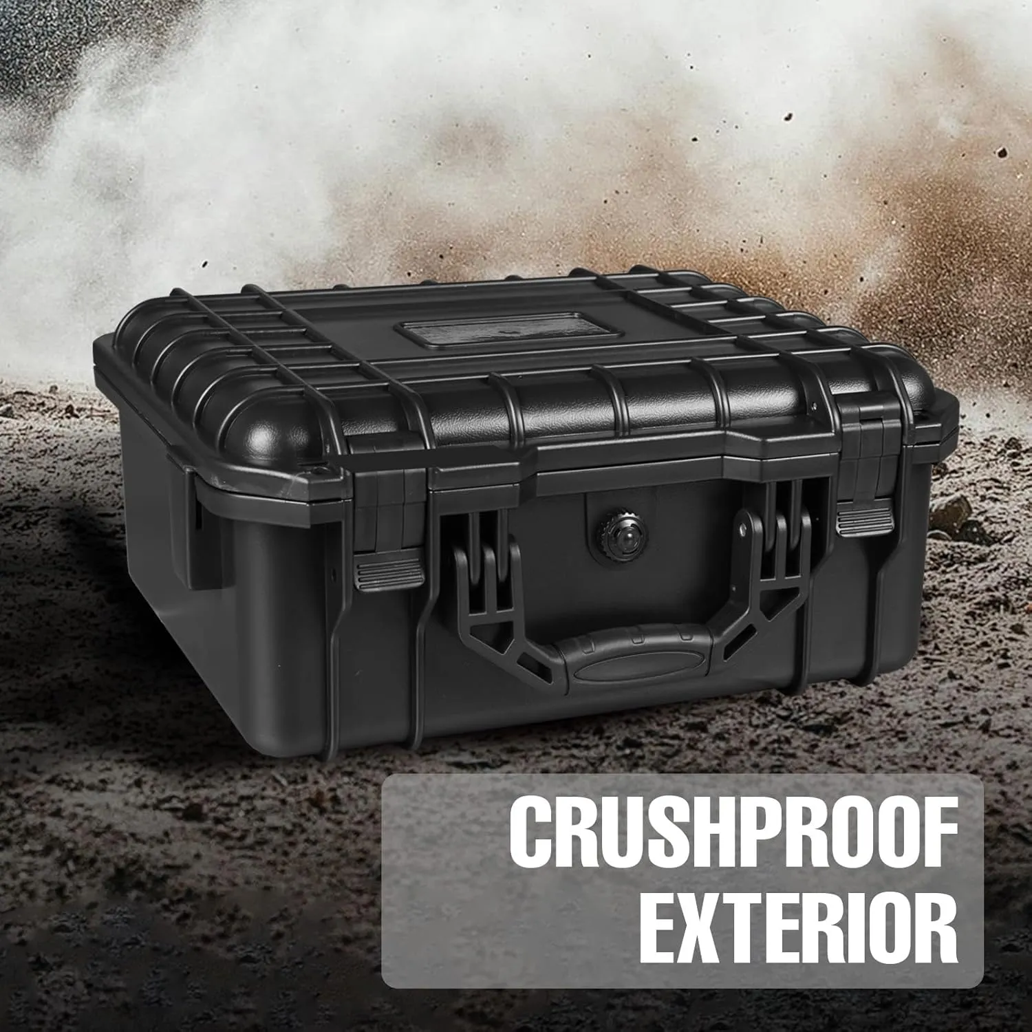 Hard Case, 14x 11.5x 6 Inch Portable Weather Waterproof Protective Camera Case with Customizable Foam, Fit Use of Drones, Camera, Equipments
