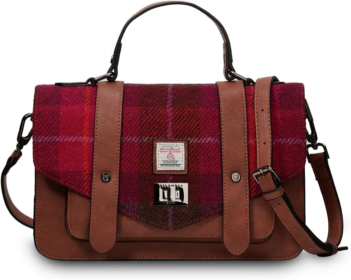 Harris Tweed Fuchsia Tartan Large Satchel