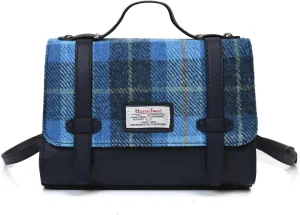 Harris Tweed Orkney Satchel, Blue Tartan