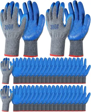 Haysandy 36 Pairs or 48 Pairs Large Rubber Latex Double Coated Gloves Rubber Coated Gloves Safety for Men