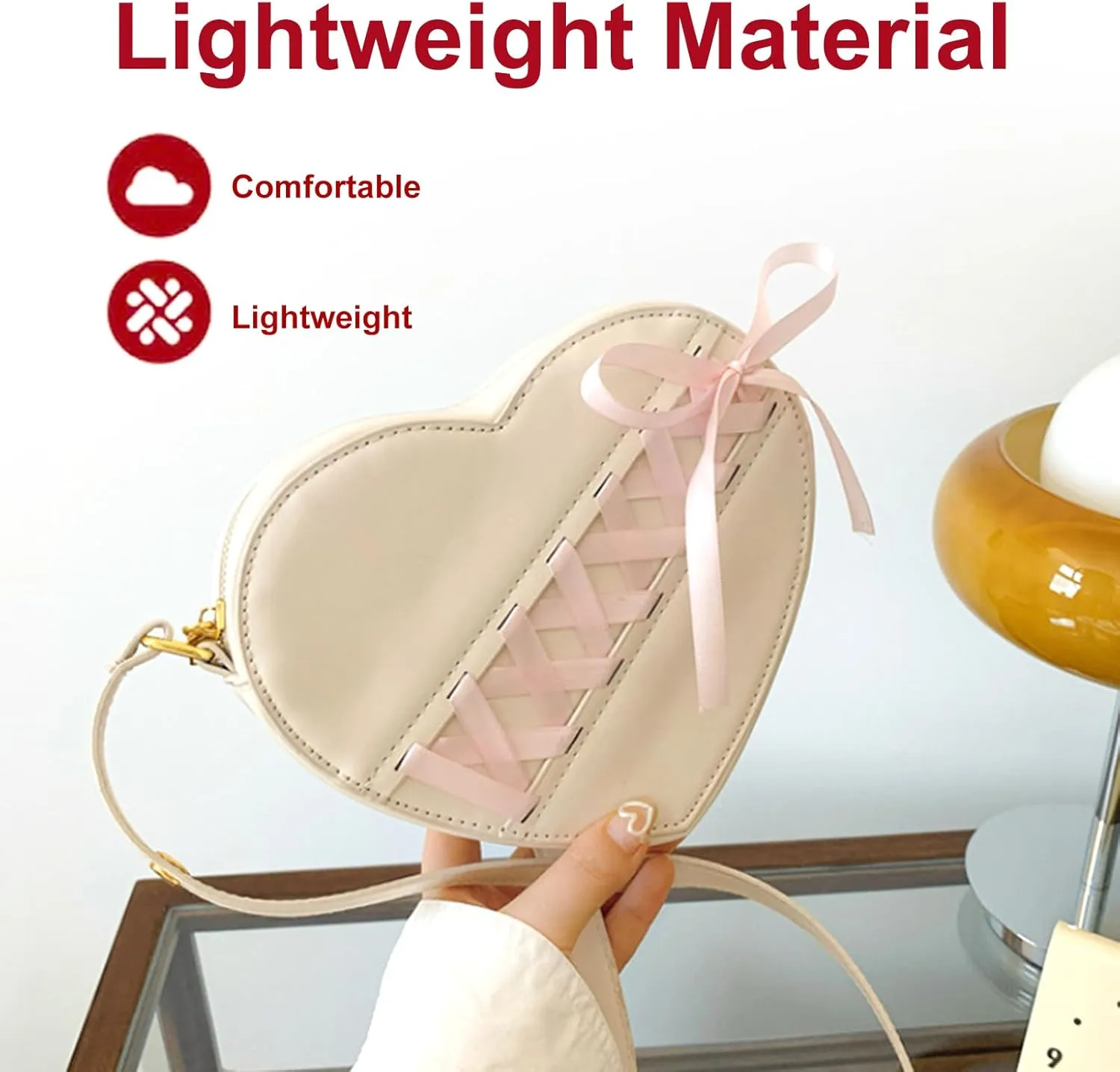 Heart Shape Satchel Crossbody Purse for women Zip Around Shoulder Bag Trendy Tote Shoulder Bag with Adjustable Strap