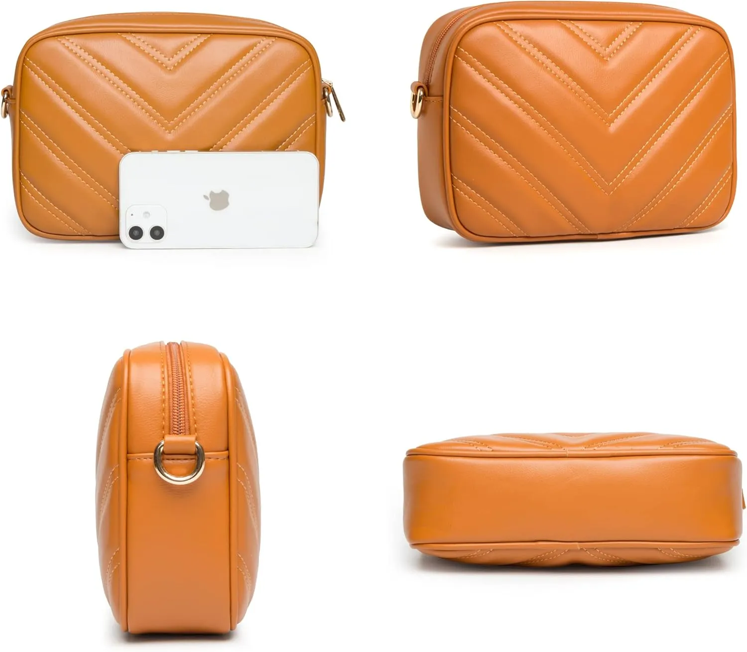 Herald Chevron Quilted Small Crossbody Bag with Coin Purse Pouch, Women Square Camera Side Shoulder 2 Size Handbags
