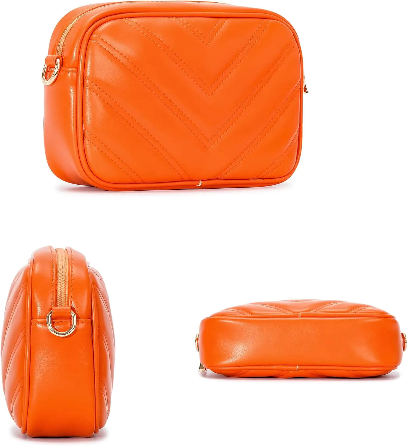 Herald Chevron Quilted Small Crossbody Bag with Coin Purse Pouch, Women Square Camera Side Shoulder 2 Size Handbags