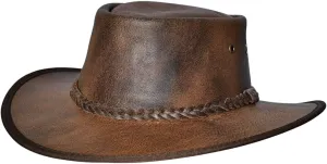 HILASON Small Crushable Cow Leather Redish Brown Cowboy Hat
