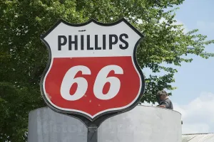 Historic Pictoric Texas Photo - Vintage Phillips 66 Gas Station Sign Along a Road in East Texas - 12in x 8in