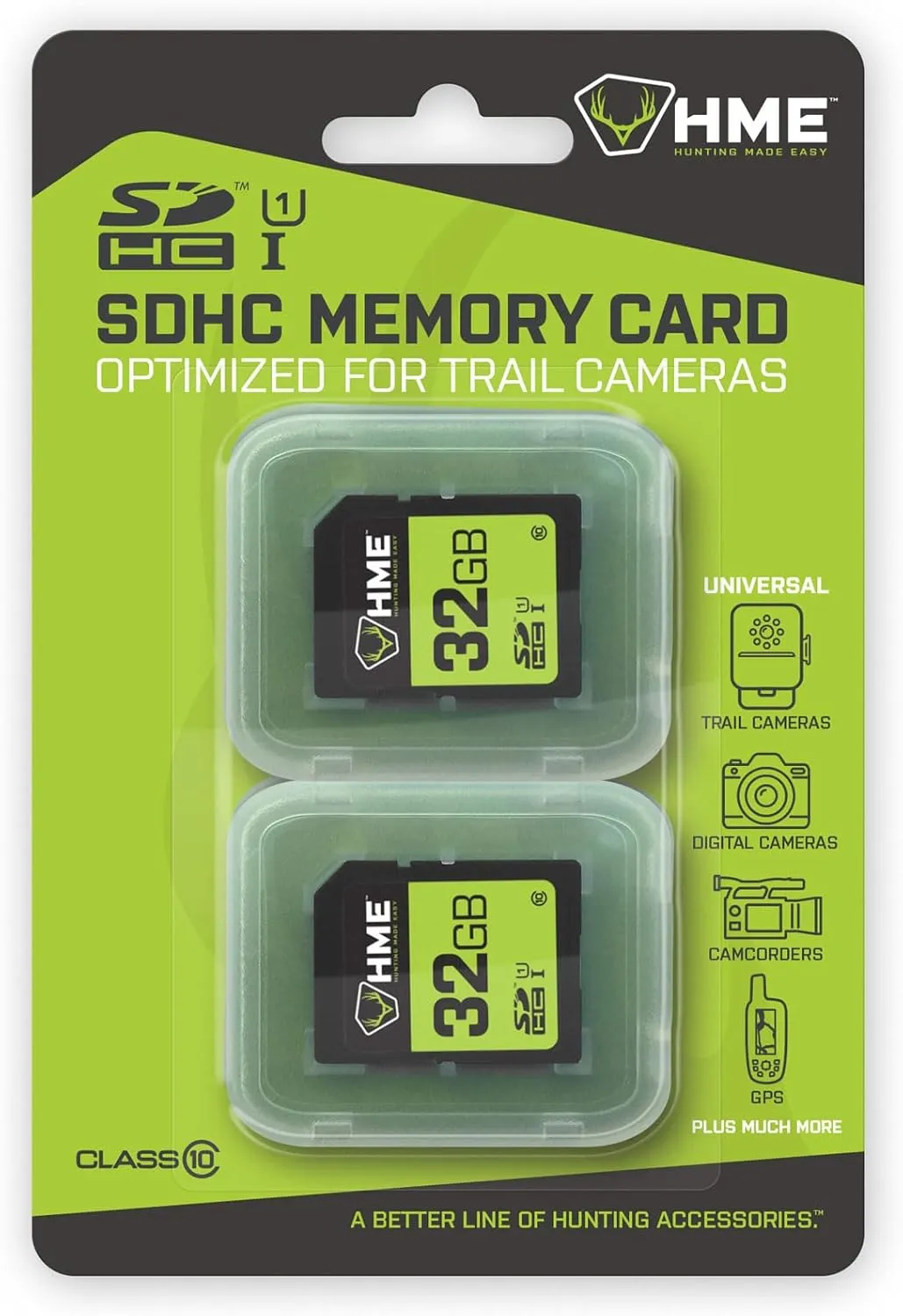 HME SD Cards - Compact Durable Reliable High-Speed Memory Cards Compatible with SDHC Slot Devices, 32GB - 2 Pack