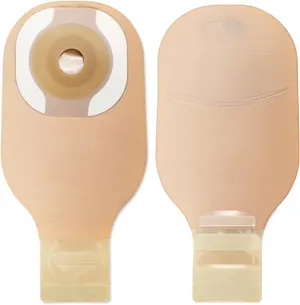 Hollister 8935 CeraPlus Flat 1-Piece 12” Drainable Ostomy Pouch, Pre-Sized 1-3/8” Opening, Beige with Viewing Option, 10 Pack – Lock ‘n Roll Microseal Closure, AF300 Filter, Adhesive Border (Tape)