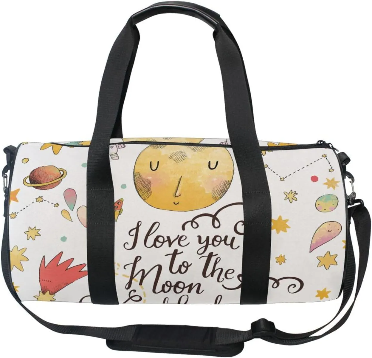 I Love You to the Moon and Back Moon Stars Seamless Portable Gym Bag, Travel Bag, Luggage bag, Sports Bag, Toiletry Bag with Handles, Detachable Shoulder Strap 17.6 x 9 x 9 inch