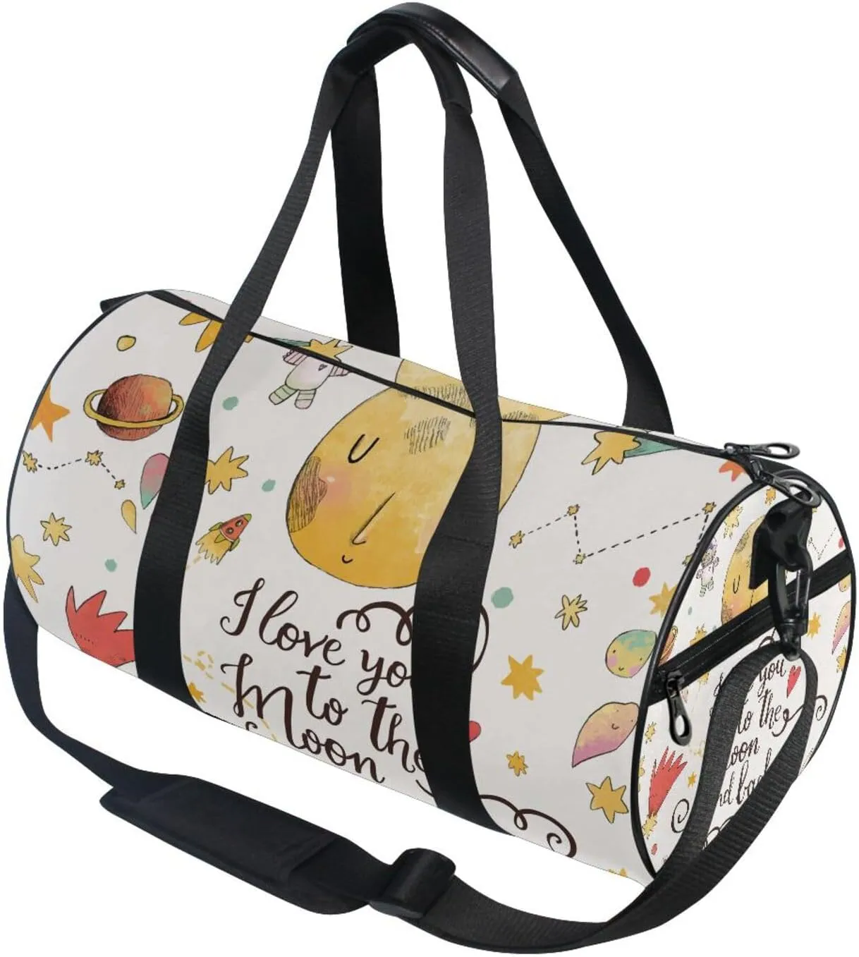 I Love You to the Moon and Back Moon Stars Seamless Portable Gym Bag, Travel Bag, Luggage bag, Sports Bag, Toiletry Bag with Handles, Detachable Shoulder Strap 17.6 x 9 x 9 inch