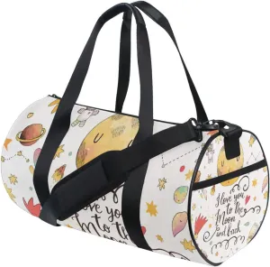 I Love You to the Moon and Back Moon Stars Seamless Portable Gym Bag, Travel Bag, Luggage bag, Sports Bag, Toiletry Bag with Handles, Detachable Shoulder Strap 17.6 x 9 x 9 inch