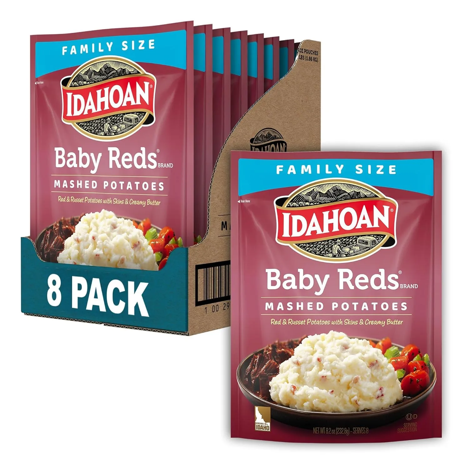 Idahoan Baby Reds Mashed Potatoes Family Size, 8.2 oz (Pack of 8)