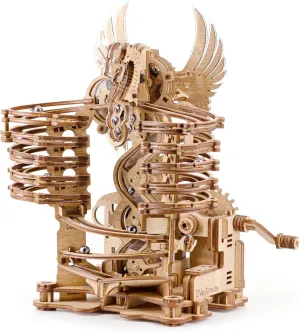 iDventure DIY Wooden Marble Run Mode Dragon – 3D Mechanical Wooden Puzzle Model Kit für Adults and Teens Hand Cranked Mechanical Gear with 15 Steel Balls