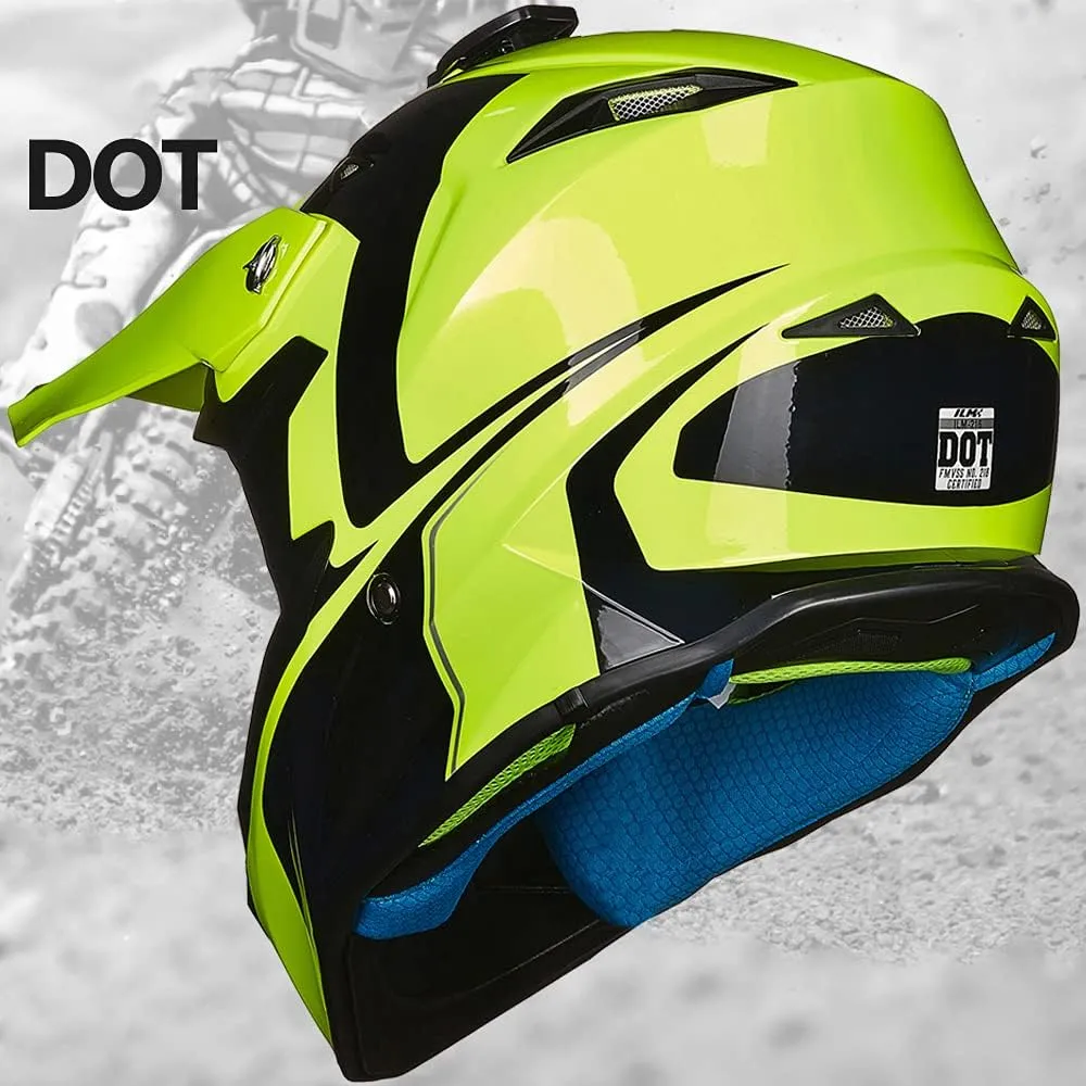ILM Adult Dirt Bike Helmets ATV Motocross Dirtbike Helmet with Super Soft Liner Camera Mount for Men Women Motorcycle Dual Sport DOT Model-216 (Yellow Black, M)