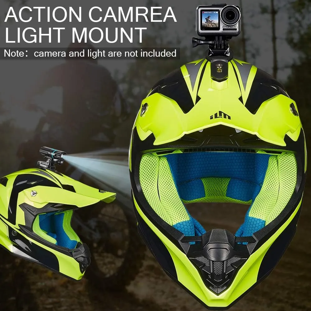 ILM Adult Dirt Bike Helmets ATV Motocross Dirtbike Helmet with Super Soft Liner Camera Mount for Men Women Motorcycle Dual Sport DOT Model-216 (Yellow Black, M)