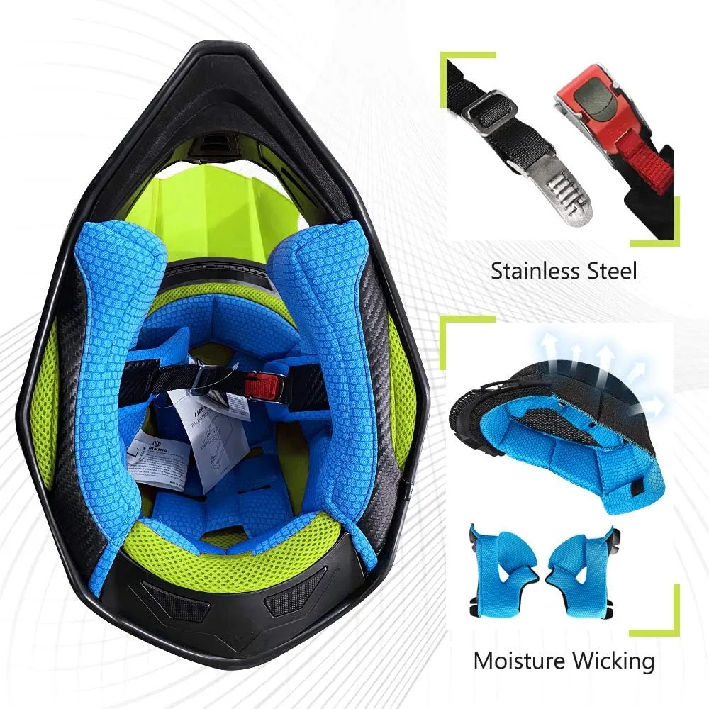ILM Adult Dirt Bike Helmets ATV Motocross Dirtbike Helmet with Super Soft Liner Camera Mount for Men Women Motorcycle Dual Sport DOT Model-216 (Yellow Black, M)