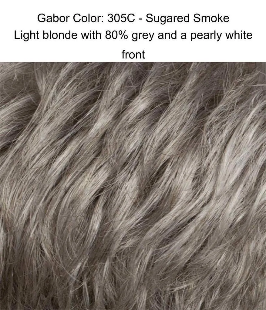 Incentive Avg Cap Wig Color 305C Sugared Smoke - Gabor Wigs 4" Pixie Cut Hand-Tied Scalloped Hairline Flexlite Synthetic Personal Fit Cap Bundle MaxWigs Hairloss Booklet