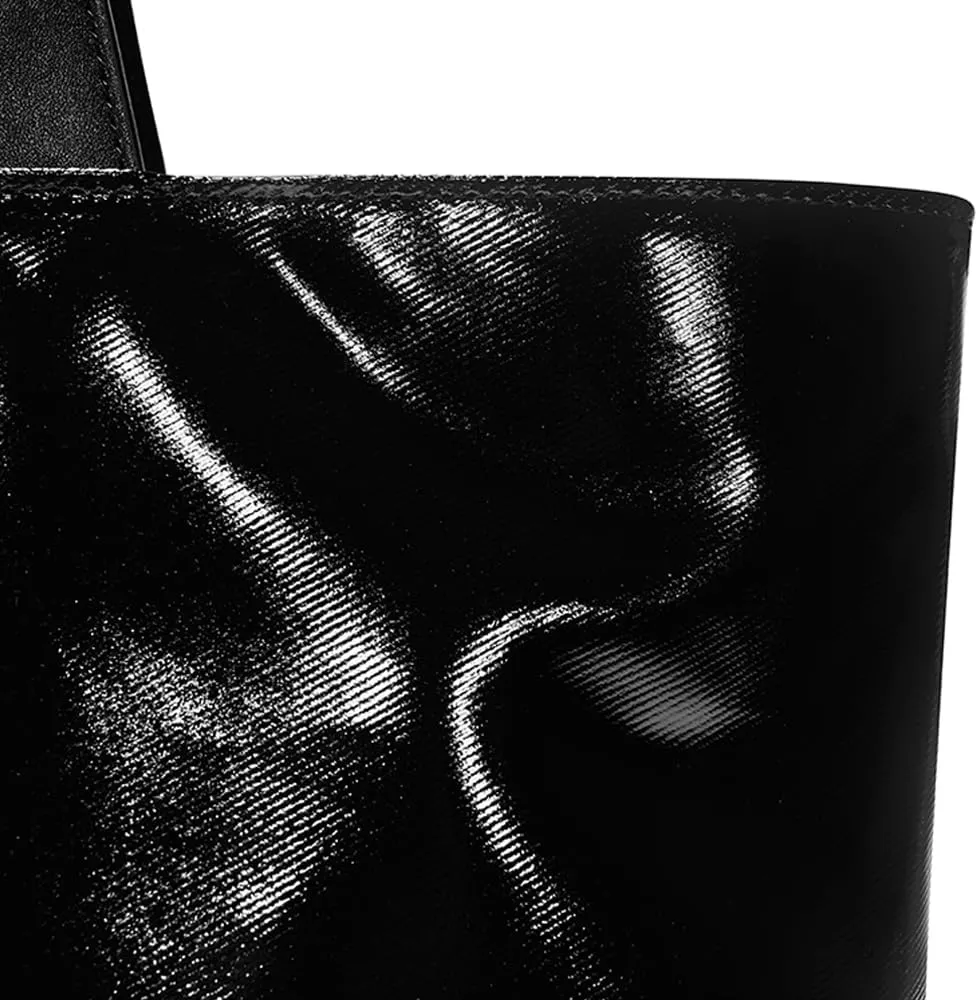 ISABADIDEA Patent Leather Tote Bag for Women - Versatile Durable Shoulder Bag for Work Daily Use - Slim & Fat/Black