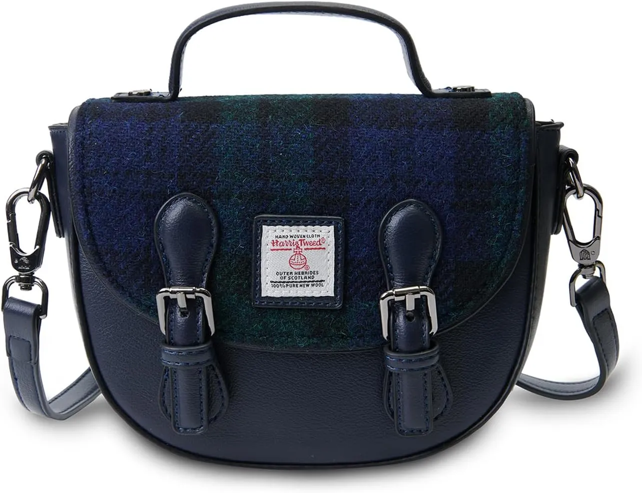 Islander® The Mini Cobble Satchel - Small Ladies Satchel With HARRIS TWEED - Black Watch Tartan, Black Watch Tartan, Mini