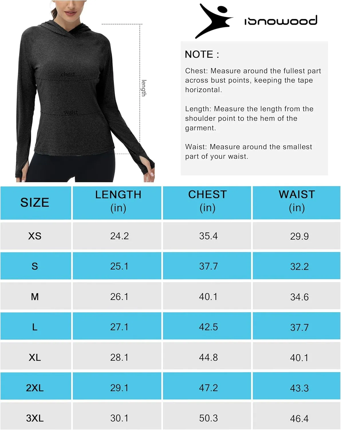 isnowood Womens Long Sleeve Rash Guard, Lightweight UV UPF 50  Sun Protection Shirts, Hiking Outdoor Running Fishing Clothing