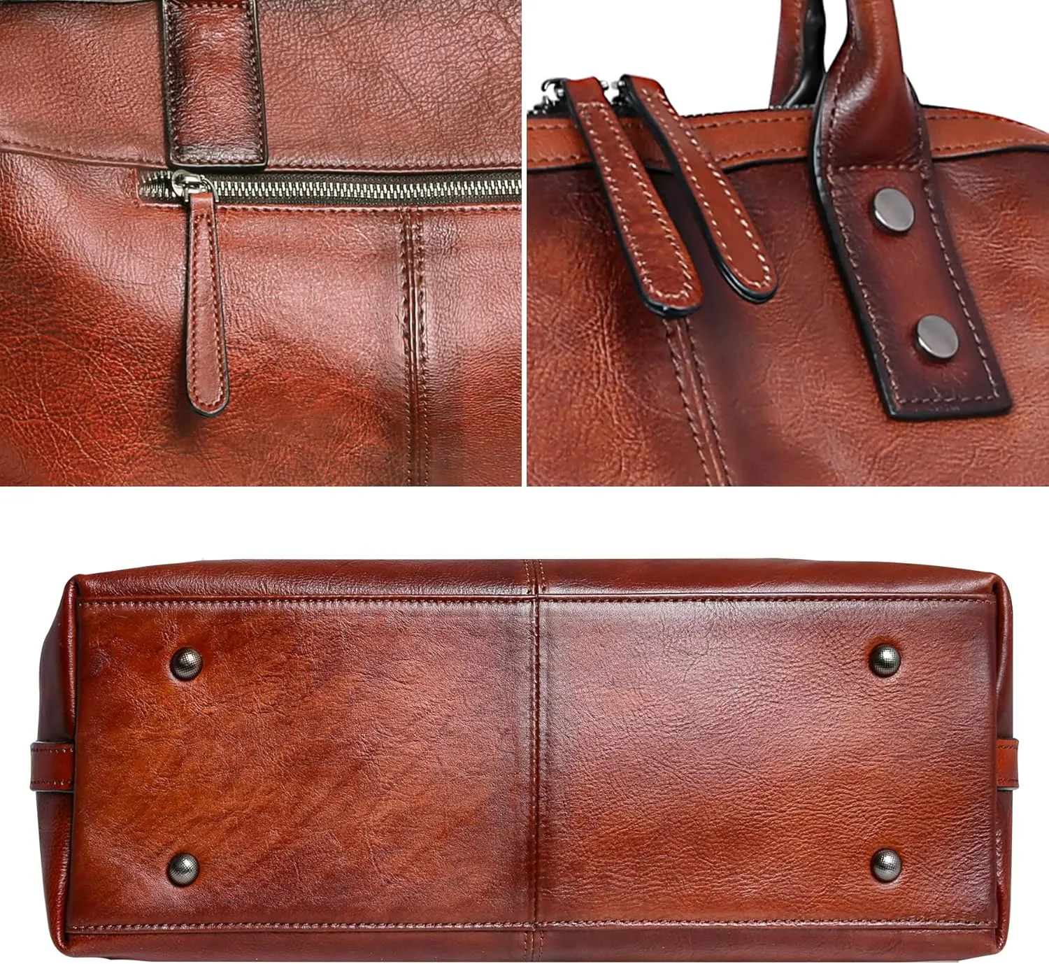 Iswee Genuine Leather Satchel Tote Bag Top Handle Handbag Designer Shoulder Bag Large Capacity Cross Body Bag