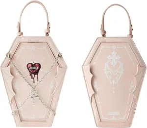 Ita Bag Backpack Gothic Coffin Purses and Handbags for Women Halloween Shoulder Bag with Insert and Chains (Pink)