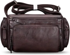 IVTG Genuine Leather Messenger Bag for Men Crossbody Shoulder Pack Satchel Casual Sling Daypack Work Business Daypack