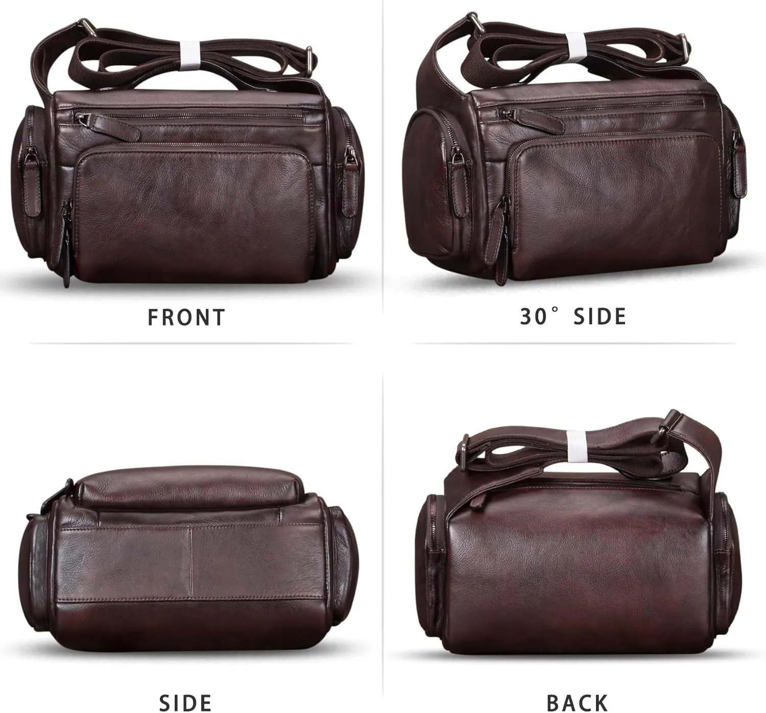 IVTG Genuine Leather Messenger Bag for Men Crossbody Shoulder Pack Satchel Casual Sling Daypack Work Business Daypack