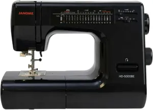 Janome HD-5000 Heavy Duty Sewing Machine with Aluminum Body, 18 Stitches, Free Arm, and Built-In Needle Threader (White)