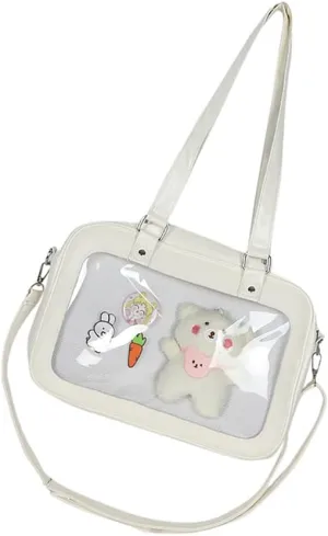 Japanes Cosplay ITA Bag with Insert Pin Display, Sweet Lolita Anime Purse,JK Clear Messenger Crossbody Bag for Women