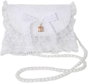 Japanese Lolita Lace Handbag Purse Kawaii Shoulder Bag Bowknot Crossbody Bag for Women Prom Party