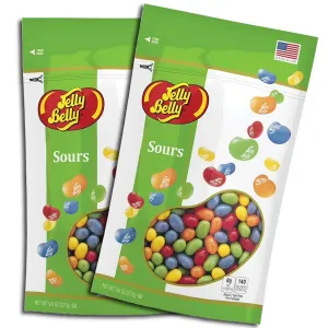 Jelly Belly Sours Jelly Beans, Five Sour Fruit Flavors, (2 Package Bundle of 9.8-oz Stand-Up Pouches)