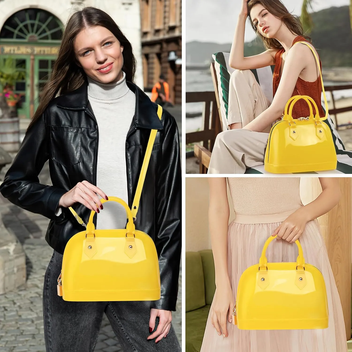 Jelly Crossbody Purse Shoulder Bag, Candy Color Tote Satchel Top-Handle Handbags for Women