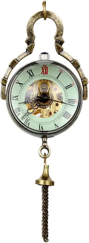 JewelryWe Retro Concave and Convex Mirror Fisheye Glass Ball Pocket Watch with Roman Character Pendant Necklace